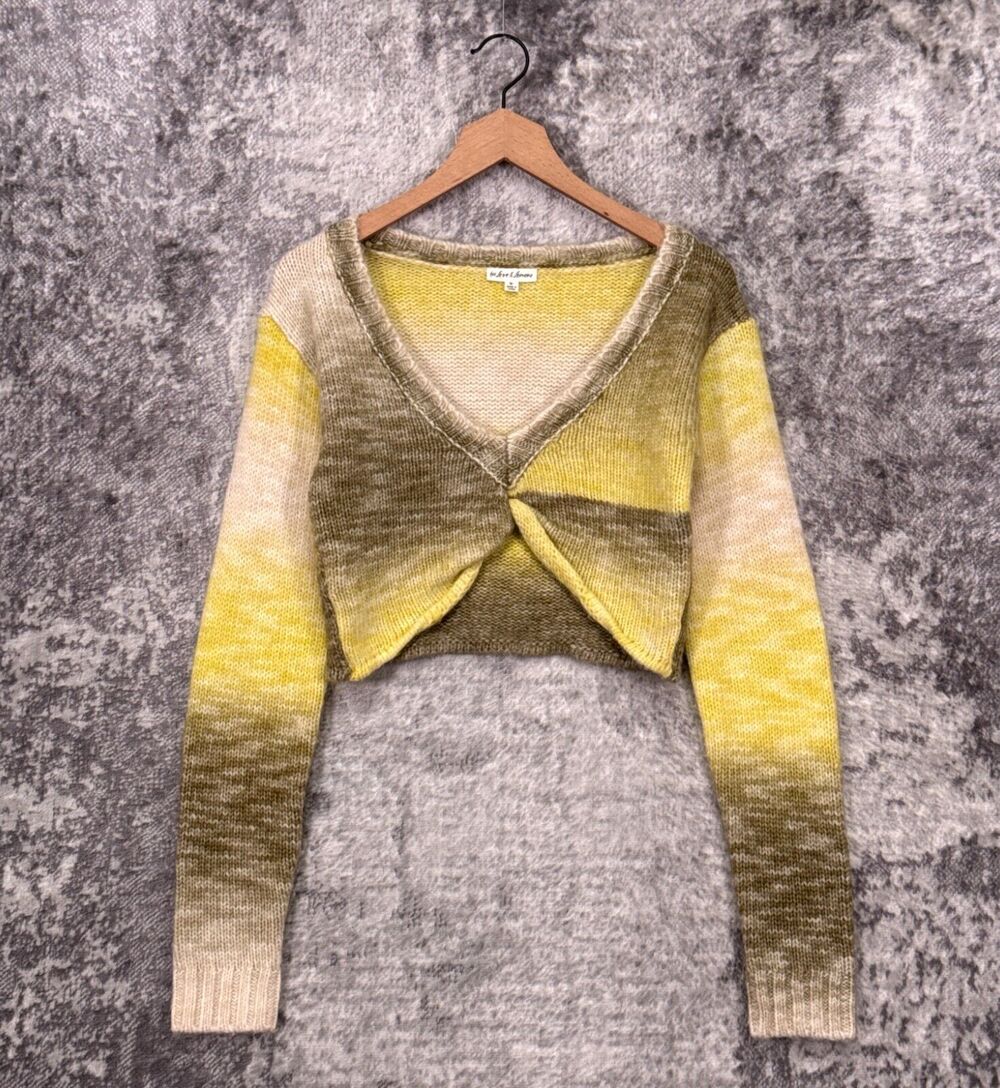 New For Love & Lemons Sweater Medium Womens Celeste Twist Front Crop